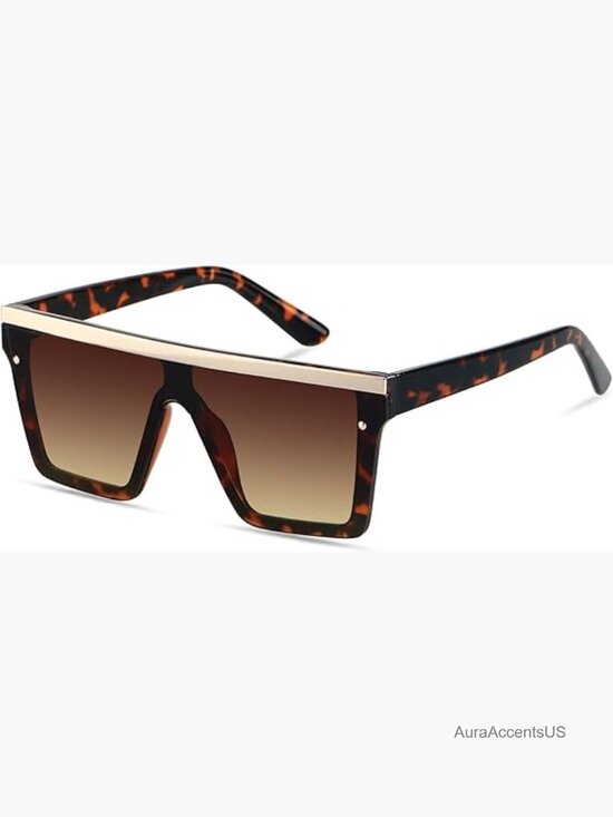 Oversized Square Flat Top Shield Sunglasses UV Protection Rimless main image 7